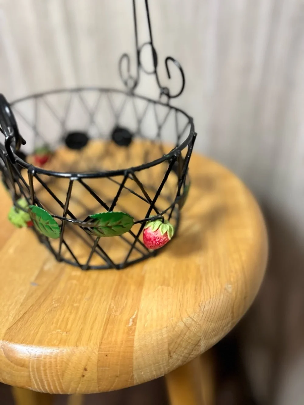 Decorative Black Metal Strawberry Wire Basket - Home Accents Vintage
